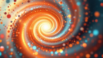 Poster - Vibrant spiral pattern with glowing dots in dynamic motion