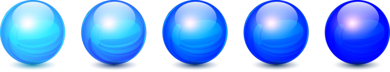Aufkleber - Glass balls blue, 3D shiny spheres collection.