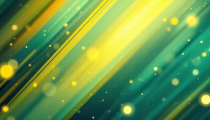 Poster - Vibrant abstract green and yellow light streaks with bokeh effect