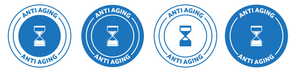 Wall Mural - set of anti aging icons in blue colors. four variations on white background.