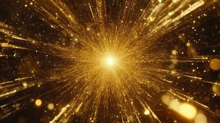 Leinwandbilder - golden starburst with a bright center, surrounded by shimmering light trails.