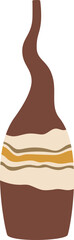 Poster - Featuring a modern brown ceramic vase with a wavy neck and horizontal stripes, showcasing minimalist design and neutral colors, enhancing home decoration with style and elegance