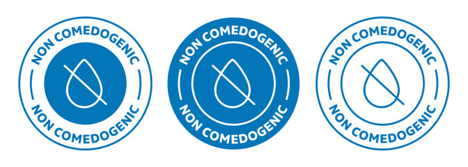 Wall Mural - non comedogenic icon. rounded vector logo in blue color