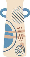 Poster - Modern minimalist vase featuring abstract decorations in soothing blue and brown tones, enhancing any home decor with a stylish and elegant touch. Perfect for interior design accents