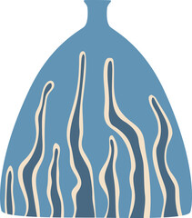 Poster - Modern minimalist blue vase with abstract wavy lines decorating it representing water flowing down, perfect for home decor projects or any design work related to interior design