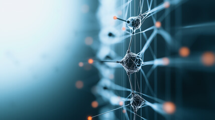 Poster - Neural Network Connection: A mesmerizing abstract illustration of a neural network, with interconnected nodes representing neurons, creating a complex web of information flow.