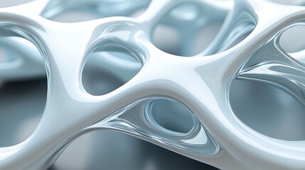 Poster - Abstract white organic shape with smooth, flowing surfaces