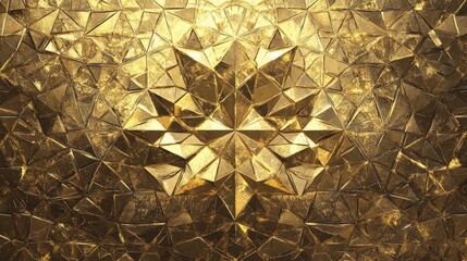 Poster - shimmering golden mosaic pattern with intricate geometric designs, embodying luxury and artistry.