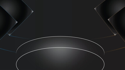 Fototapete - Abstract luxury black and gray background,  light design modern luxury futuristic background vector illustration. Abstract black banner silver line curve and gray design.