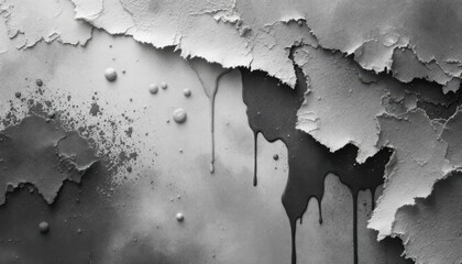 Poster - Abstract black and white textured surface with drips and cracks