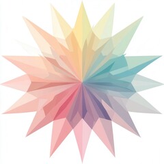 Poster - Pastel Geometric Starburst, vibrant gradients radiating from a central point, ideal for modern design and digital projects, transparent background.