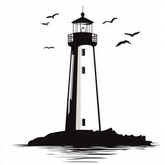 Poster - Minimalist lighthouse design, sleek structure, simple elegance, transparent background, versatile for various creative projects
