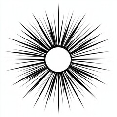 Poster - Minimalist sun design featuring clean rays, ideal for digital projects, web graphics, and modern illustrations, transparent background for versatility