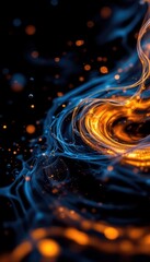 Poster - Abstract swirling energy with vibrant blue and orange light trails