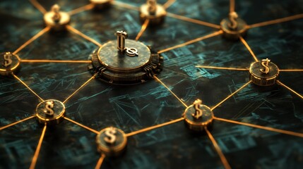 Poster - sophisticated business strategy diagram, mapping out the relationship between investment