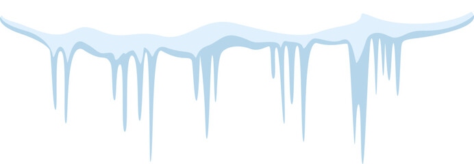Poster - Row of icicles hanging from melting snow, set against a pristine white background, evoking a serene winter scene perfect for seasonal celebrations and holiday themes