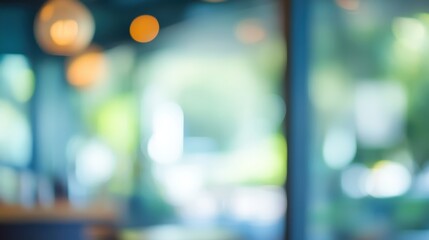 Poster - abstract blur background of coffee shop interior with soft lighting and a cozy atmosphere perfect fo