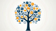 © Jack - A growing tree with various business icons hanging from its branches, representing entrepreneurship