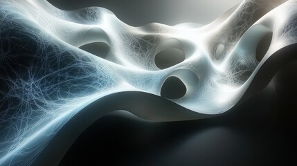 Poster - Abstract illuminated structure with intricate network and fluid design