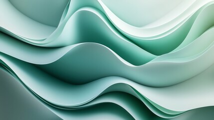Poster - Soft undulating patterns in various shades of green blend harmoniously, evoking a sense of tranquility and fluidity. This abstract arrangement captivates the eye with its smooth transitions