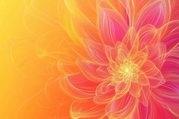 Canvas Print - Vibrant abstract flower illustration in warm tones of pink, yellow, and orange showcasing delicate petals and a glowing center, perfect for wellness themed designs