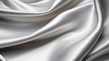 Poster - Luxurious Silver Sheen Fabric Close-Up with Smooth Texture, Soft Folds, and Elegant Drapery Ideal for Artistic or Design Projects