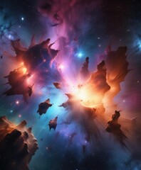 Wall Mural - luminous star formation in a colorful galaxy nebula, universe, luminous