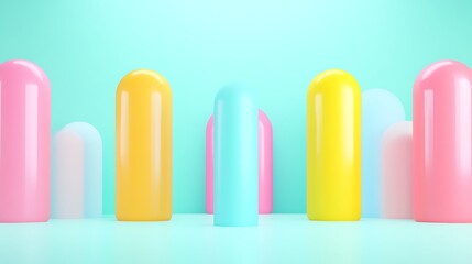 Poster - Colorful and Playful Abstract Shapes on Smooth Surface in Modern Minimalist Style