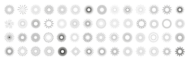 Poster - Sunburst logotype icons collection. Sunbeam icons set