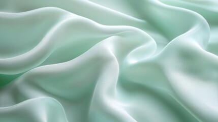 Poster - Delicate mint fabric flows effortlessly, capturing soft light and creating a serene atmosphere. The gentle waves invite touch while emanating tranquility, perfect for elegant decor