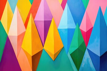 Fototapete - Colorful abstract ice cream cones arranged in a geometric pattern, playful minimal concept