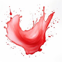 Poster - Vivid Red Splash of Paint Creating Dynamic Stain on White Background Perfect for Artistic, Creative, and Modern Design Themes