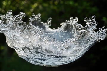Poster - Crystal-clear liquid forming a unique splash in motion