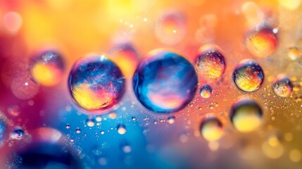 Wall Mural - 14.A mesmerizing macro shot showcasing bokeh highlights in various colors, including blue, yellow, and red. The soft orbs of light create a dreamy, magical effect, with smooth transitions between