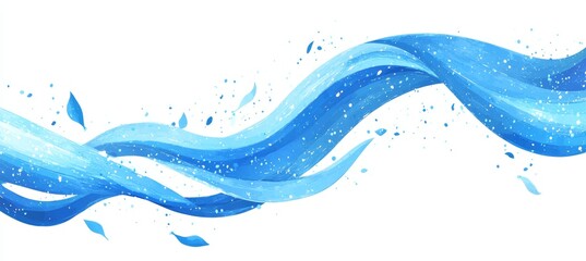 Canvas Print - abstract watercolor blue wave design on white background, swirling movement, elegant flow
