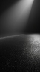 Poster - A single beam of light cuts through the darkness, casting a soft glow on the wet surface of the ground. This interplay of light and shadow creates a dramatic atmosphere, inviting curiosity