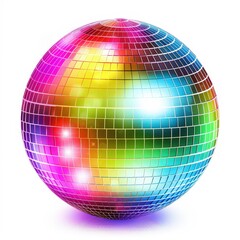 Poster - Colorful Disco Ball Reflecting Light in a Shiny Mirror Pattern, Perfect for Party Decorations and Celebrations, Adding Vibrant Energy and Fun Atmosphere