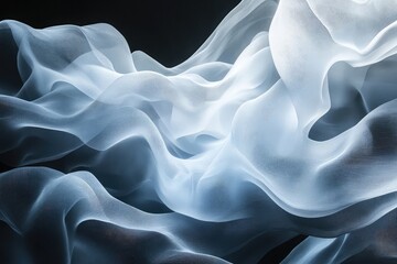 Poster - Dynamic motion of layered organic shapes, transitioning between soft light hues and dark accents