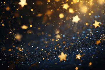 Poster - Elegant party background with champagne and golden confetti stars for special occasions