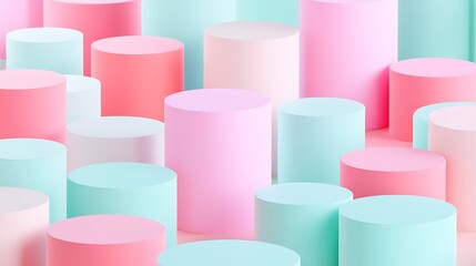 Minimalist Circular Display in Pastel Pink and Blue, Creative Background for Modern Projects and Designs