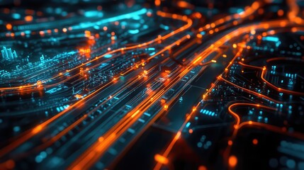 Poster - Futuristic AI-driven customer journey with marketing touchpoints, conversion tracking, and engagement visualization.
