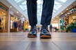 © Pics_With_Love - Close-up of a man walking purposefully in polished leather shoes through a bustling shopping mall