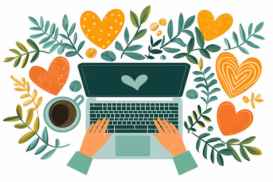 Laptop Love: Typing with Coffee & Plants