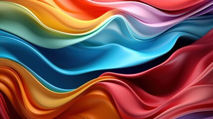 Poster - Colorful Satin Waves Flowing in Vibrant Patterns with Gradients and Smooth Textures for Background Use in Designs and Art Projects
