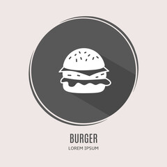 Poster - Symbol burger logo. Illustration of burger in flat. Stock vector.