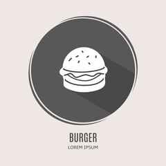 Poster - Symbol burger logo. Illustration of burger in flat. Stock vector.