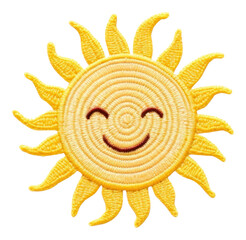 Wall Mural - PNG Cute Sun in embroidery style pattern anthropomorphic representation.