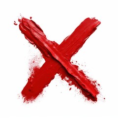 Poster - Bold Red Brush Stroke Mark Painted on White Background Representing Artistic Expression and Creativity in contemporary Art Forms
