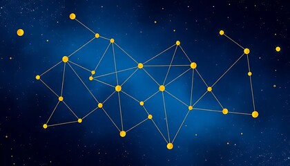 Poster - Golden Constellation Network Across a Dark Blue Sky