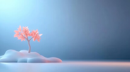 Poster - The soft ambient light of the dreamy night sky cast a magical glow upon the single glowing tree suspended on the floating island in the ethereal fantasy scene.